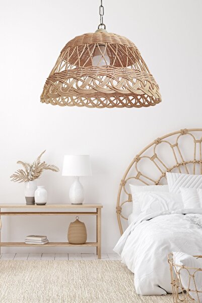 Turkish Belkıs Rattan Rattan Bambu Hasır Sarkıt Avize 35 cm