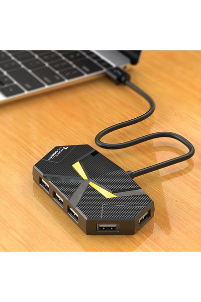Choice موزع توسيع USB 2.0 مكون من 7 منافذ - أسود - 0.6 سم - 0.6 سم/1.2 متر - متوافق مع 7 منافذ - توصيل الكمبيوتر المحمول - قرص صلب D