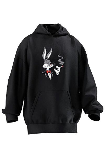 NMG TEKSTİL Unisex Premium Cotton Black Cigarattes Bugs Bunny Printed 3 Threa...