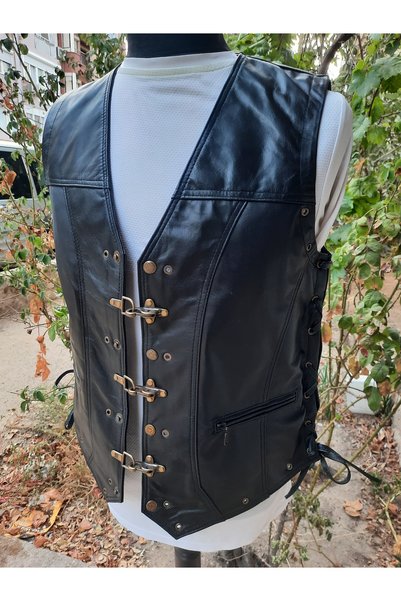 ArdaStilDeri Genuine Leather Biker Chopper Leather Vest