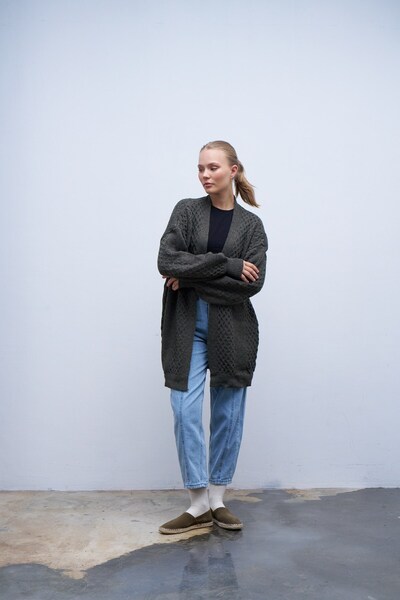 QANU Khaki Candy Knitwear Cardigan