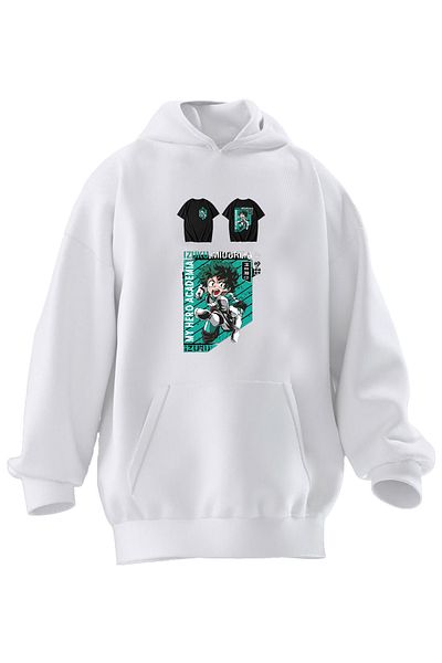 NMG TEKSTİL Φούτερ με κουκούλα Unisex Premium Βαμβακερό Λευκό Σχέδιο με στάμπα με 3 νήματα
