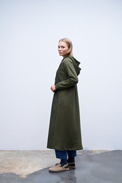 QANU Swea lung verde tricou - cu secțiuni