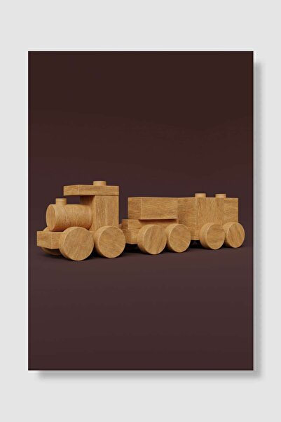 kubdekor Ahşap Oyuncak Tren Posteri Çocuk Odası Poster Yüksek Kalite Çocuk Od...
