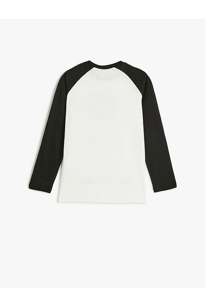 Koton Cotton Long Sleeve Crew Neck T-Shirt - Print Detail