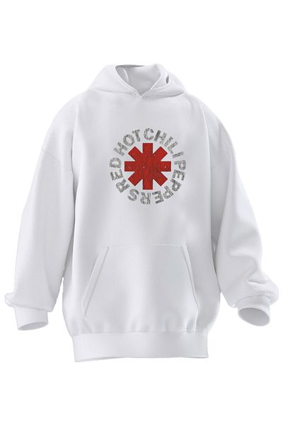 NMG TEKSTİL Φούτερ με κουκούλα Unisex Premium Βαμβακερό Λευκό Red Hot Chilli Peppers με στάμπα 3 νημάτων