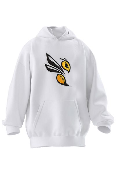 NMG TEKSTİL Φούτερ με κουκούλα Unisex Premium από βαμβακερό λευκό μοτίβο με 3 νήματα
