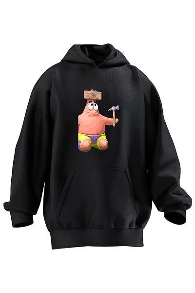 NMG TEKSTİL Унисекс черен суитшърт с качулка и щампа на Bob's Bro