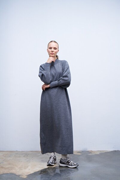 QANU Lamia Triko Elbise Gri