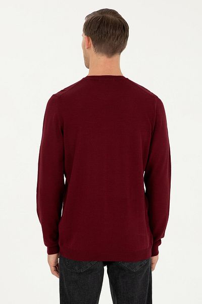 Cacharel Men's Slim Fit Basic Sweater - Claret Red