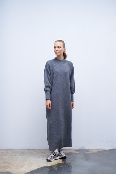 QANU Lamia Triko Elbise Gri