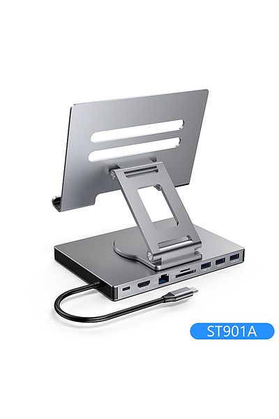 Blueendless حامل iPad St901a USB C Hub 4K 60HZ HD Type-c 100W PD Sd/TF Slot Reader USB 3.0 5GBPS 9