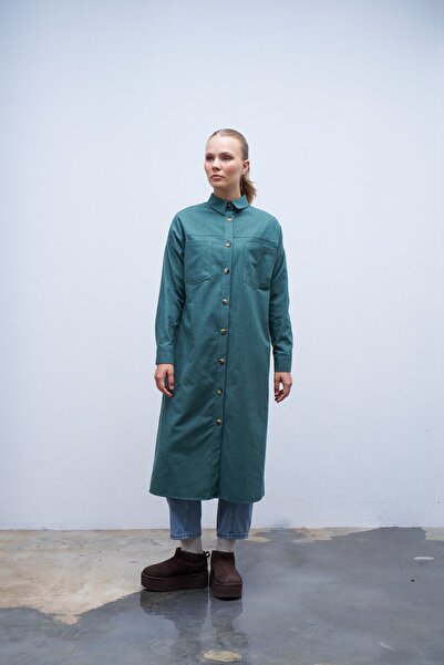 QANU Kuşaklı Gömlek Yeşil