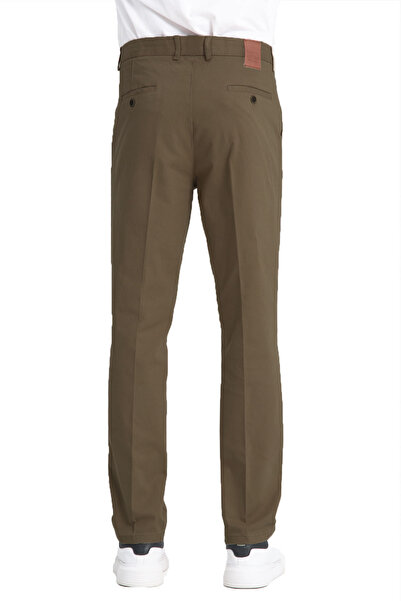 Varetta Men's Light Brown Pocketed Casual Chino Regular Cut Lycra Canvas Trousers