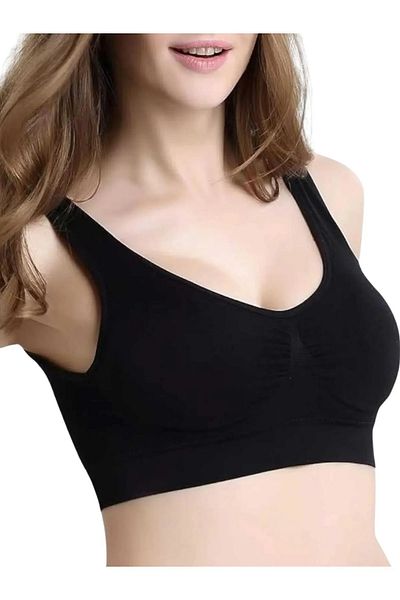 femmefinesse Black Breast Enhancing Padded Thick Strap Sports Bustier Corset