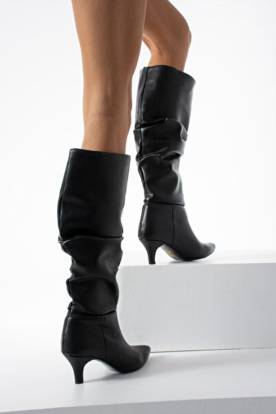 HVZ Exclusive Чорні жіночі чоботи на підборах