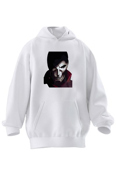 NMG TEKSTİL Φούτερ με κουκούλα Unisex Λευκό Jhin Lol Adc με στάμπα 3 νημάτων