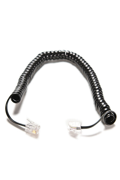 KOQZM سلك تمديد أسود بطول 6.5 قدم، موصل RJ12 4P4C ذكر-ذكر، سلك هاتف حلزوني