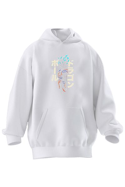 NMG TEKSTİL Φούτερ με κουκούλα Unisex Premium Βαμβακερό Λευκό Ιαπωνικό Κείμενο με 3 νήματα