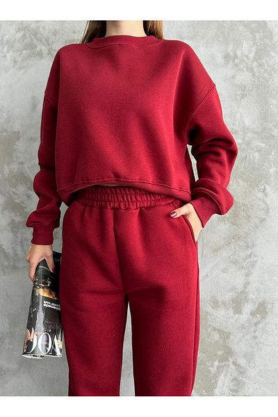 Azra Σετ γυναικεία αθλητική φόρμα 3 Thread Crop Sweat
