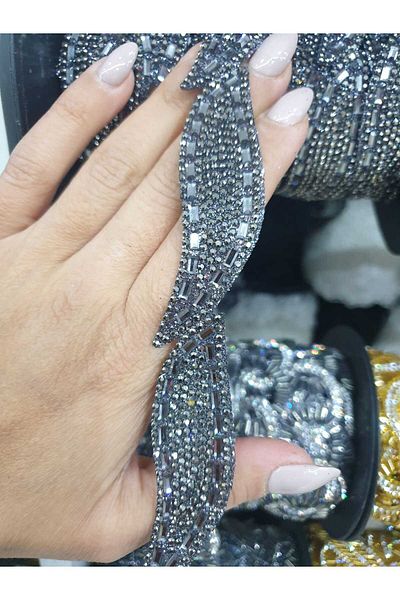 ESRA ŞELEM Iron-On Leaf Model Anthracite Decorative Strip Applique Accessory Clothing Hobby