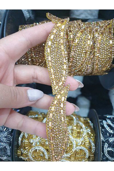ESRA ŞELEM Yellow Colored Leaf Model Decorative Strip - Iron-On Accessory Clothing Hobby