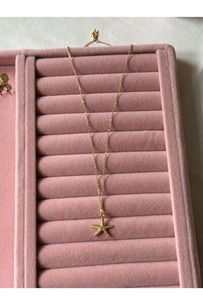 MİOSAPRİVE 14K Altın Kaplama Deniz Yıldızı Motifli Çelik Kolye