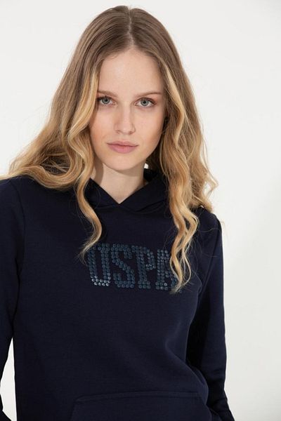 U.S. Polo Assn. Hanorac de bază cu glugă, albastru marin, pentru femei US POLO