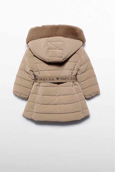 Abel & Lula Girl's Brown Belted Logo Coat
