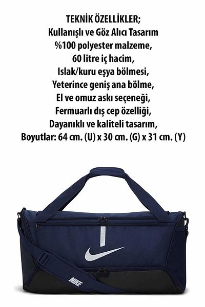 Nike Unisex Sports and Travel Bag B7 - 60 Lt, 64X30X31 Cm, Navy Blue