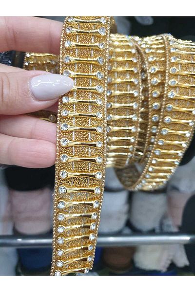 ESRA ŞELEM Iron-On Stoned Gold Color Decorative Strip Accessory Applique