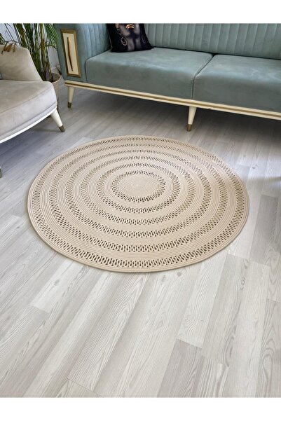 my doğa store Mola Serisi Jüt,hasır Görünümlü,desenli Moderin El Örgüsü,Halı,Kilim Krem Rengi