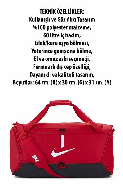 Nike B7 (m) 60 Lt Unisex Sports and Travel Bag - 64(L)X30(W)X31(H) Nk8090Rs-Red