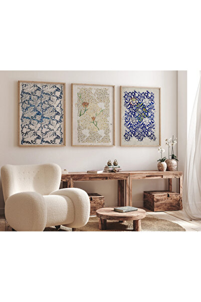 woodhomeworks Ahşap Çerçeveli 3 Lü Soyut Tablo Home Ev Salon Oturma Odası Yat...