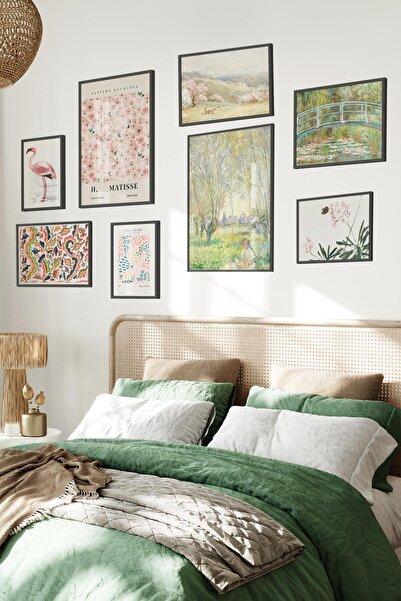 Postifull Siyah Tablo Seti, 8 Adet Çerçeve Seti,Matisse ve Monet - Gerçek San...