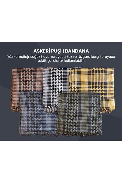 KTM Dark Green-Black Patterned Military Puchsia, Shawl, Bandana and Scarf