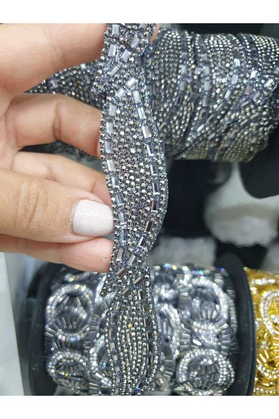 ESRA ŞELEM Iron-On Leaf Model Anthracite Decorative Strip Applique Accessory Clothing Hobby