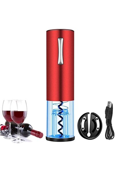 Choice Red Electric Wine Bottle Opener Set Cordless Rechargeable Automatic El...