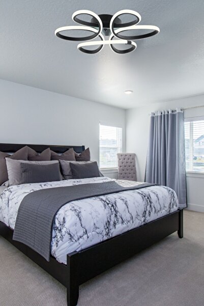 Rarossa Linup Siyah Renk Plafonyer Modern Beyaz Işık Ledli Salon Mutfak Hol A...