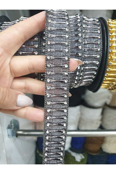 ESRA ŞELEM Anthracite Stone Decorative Strip - Iron-On Accessory, Clothing and Hobby Applique