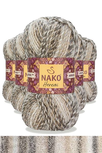 NAKO Hercai 5 Pieces Marbled Cardigan and Sweater - Beanie Hand Knitting Yarn Wool 7309