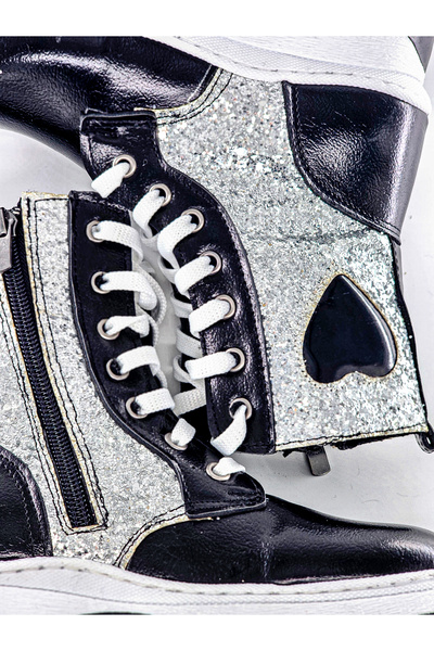 BDKButik Kalp İşlemeli Simli Kız Çocuk BOT-BOOTİE