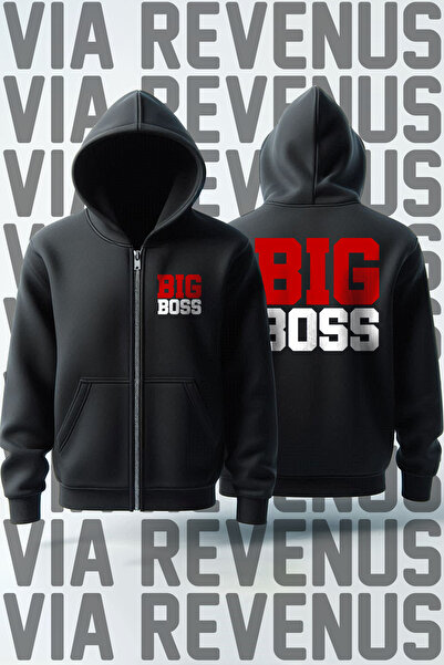 Vordevia سويت شيرت بقلنسوة بسحاب للجنسين مطبوع من الأمام والخلف من Big Boss