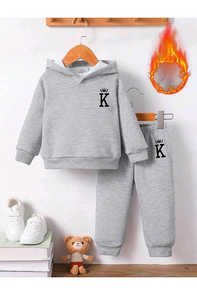 KTT TEKSTİL Children's Hooded Long Sleeve 2-Piece Tracksuit Set