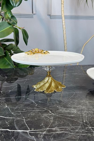 MAY HOME Papatya 2-Piece Footed Porcelain Serving Plate Set