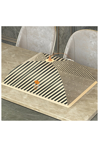 Choice Rectangular 50x70cm Striped Chef Hat Portable Foldable Food Covers Umbrella Fine Mesh Breathable Ant