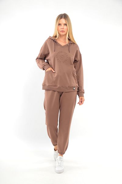 SOCCER Hooded Large Size Women's Sweat Tracksuit Set 2 Thread 21642