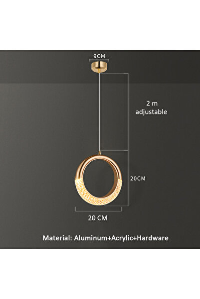 Choice مصباح حلقي أبيض دافئ 220 فولت، فاخر، لغرفة النوم، بجانب السرير، مصباح معلق صغير، عصري، طويل، مناسب للمطاعم