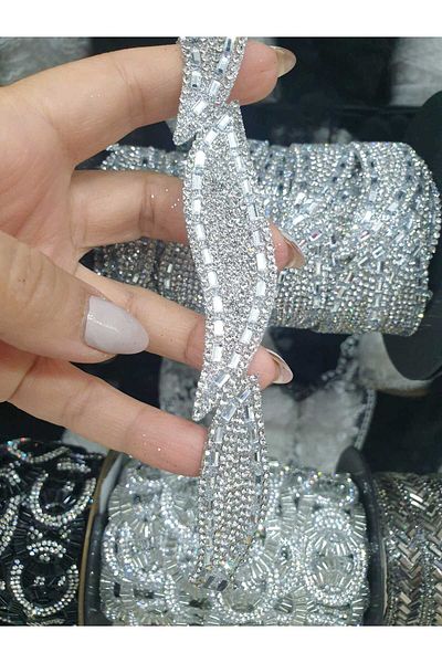 ESRA ŞELEM Silver Colored Leaf Model Iron and Decorative Strip - Accessory Clothing Hobby
