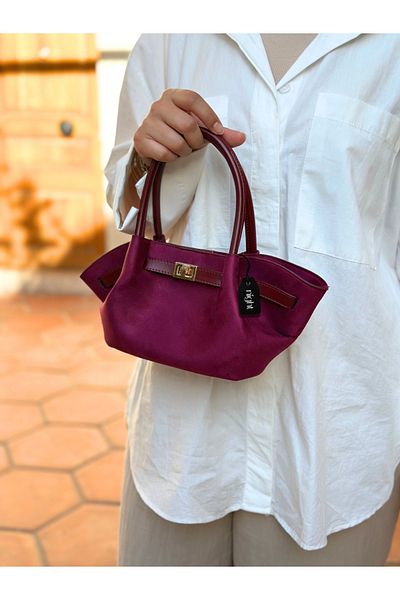 Night Geanta de mana si umar dama Denise Model Suede Claret Red